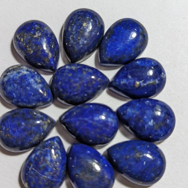 Lapis Lazuli Cabochon Gemstones Natural 6×8MM To 20X30MM Blue Pear Teardrop Shaped Flat Back Calibrated Gemstone 20 pics set