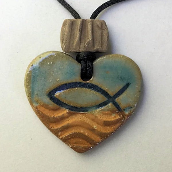 Ichthys Symbol Essential Oil Pendent Pottery Clay Terracotta Aromatherapy