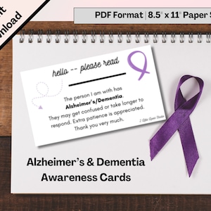 Companheiro da demência de Alzheimer Cartão Comemorativo | Cartão de Cuidador | Por favor, seja paciente | de visita do sócio do cuidado | Download instantâneo de PDF para impressão