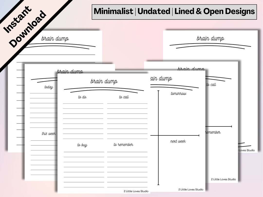 Brain Dump Bundle Printable | to Do List Planner Notes | Thoughts ...