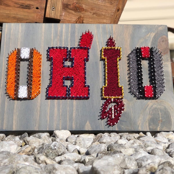 Made to Order! Ohio Sports Buckeyes Browns Cavaliers Guardians Logo String Art Wood Sign - FREE SHIP!!
