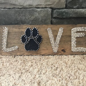 Made to Order! Dog or Cat Paw Print Love Wood Sign String Art Wall Decor