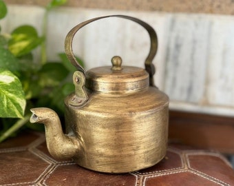 Vintage Indian Brass Tea Kettle: Kitchen Decor, Chai Pot