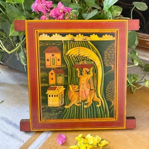 Ethnic vintage carved wood & brass work Window/ handmade window/window frame/Wall Decor/ethnic wood window/ handcrafte window/wooden window