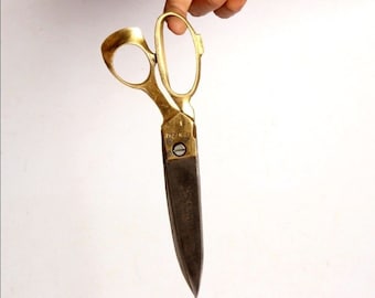 Tijeras indias de 25 cm con mango de latón, hechas a mano, de estilo vintage, para diestros, de acero antiguo, para decoración del hogar, afiladas tijeras de sastre de acero.