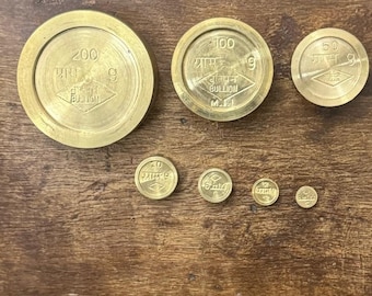Pesas de latón vintage elegantes: decoración única para básculas de 1 a 200 gramos, doradas, pesas doradas