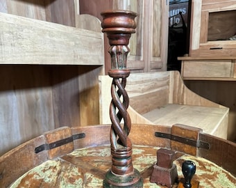 Portavelas de madera, antiguo soporte de velas de madera Bijni, pieza central del hogar y la sala de estar, decoración de boda rústica de madera antigua tallada a mano