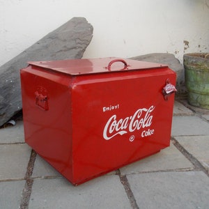Alte Eisen Coca Cola Box, Getränke Coca Cola Eisbox, Retro Metallboxen, Vintage Coca Cola Dose Großer Eiskübel, Sammlerstück