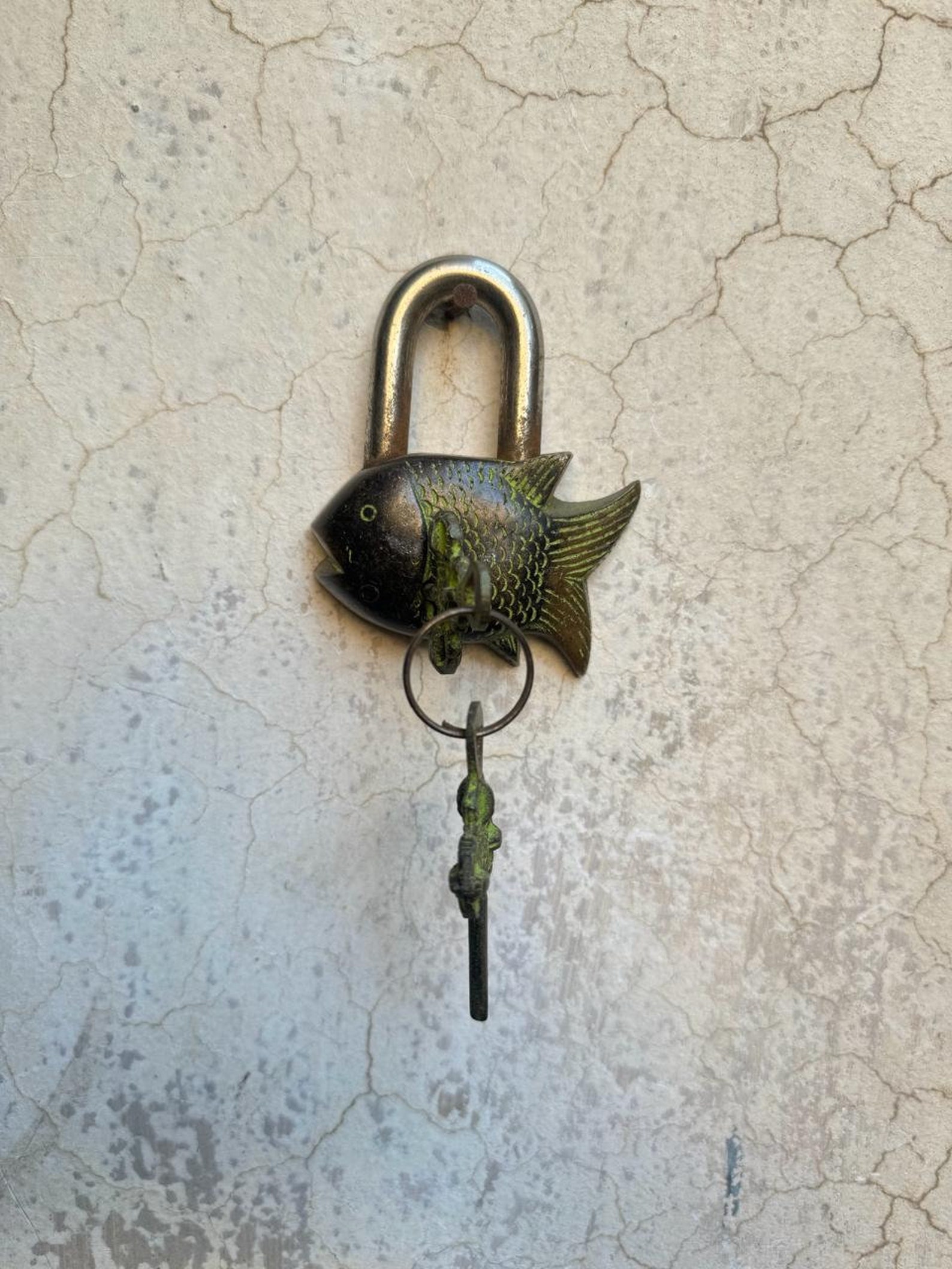 Vintage Brass Fish Padlock With Keys: Indian Door Lock Collectible - Etsy