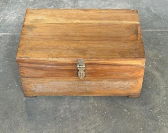 Vintage Wood Pirate Chest: Handmade Engraved Jewelry Box