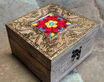 Handmade Wooden Trunk Box: Brass Detail, Home Decor Storage Chest