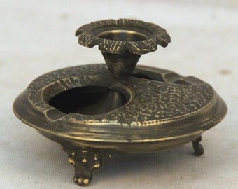 17th Vintage Old Brass Hand Carving Work Tobacco Mughal Cigarettes Ashtray