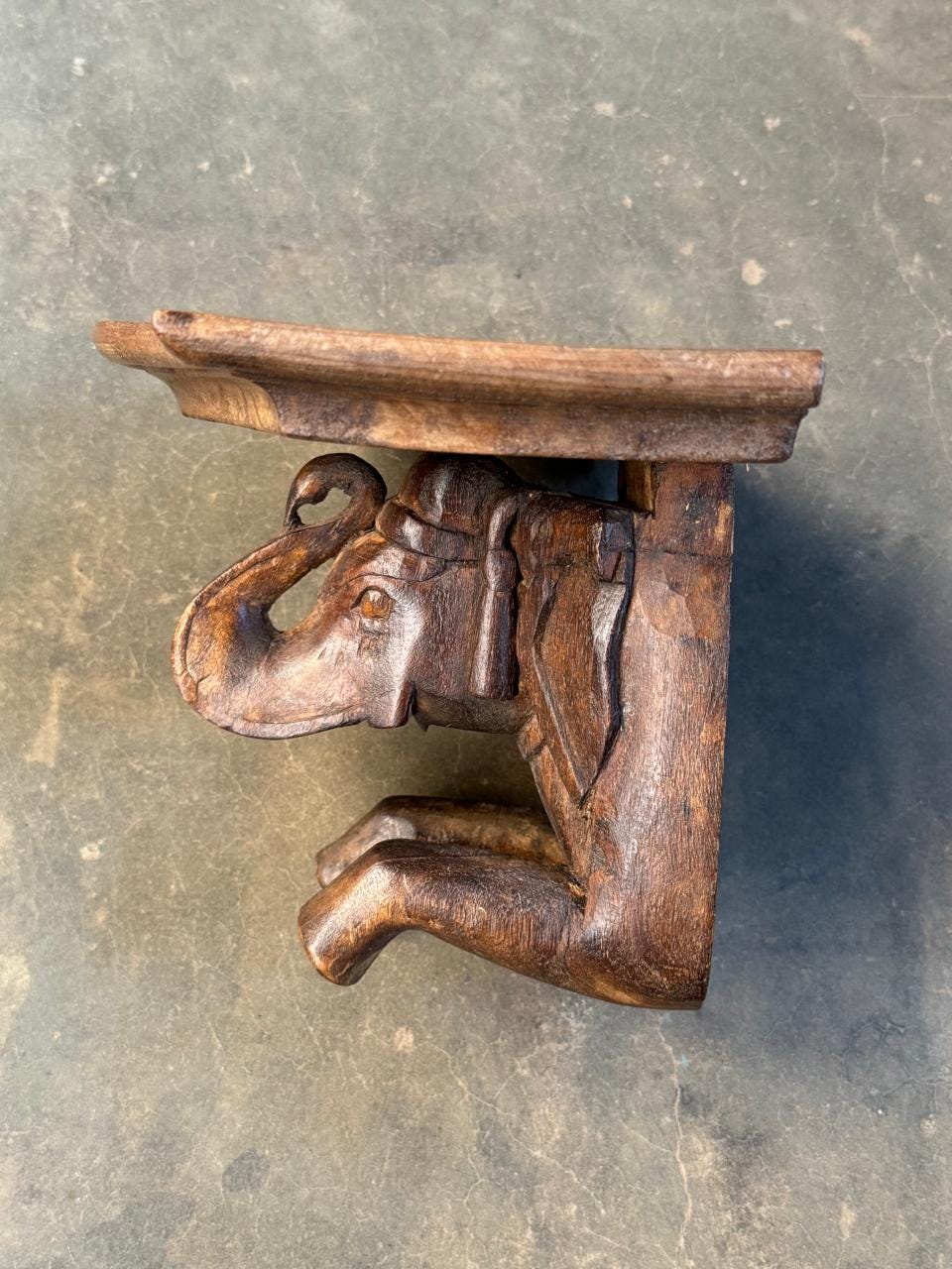 Vintage elephant shaped Wooden Wall Hanging, Home Decor Cabinet Shelf Original Old Fine Hand Carved, Gift for all, Wooden Carving Shelf