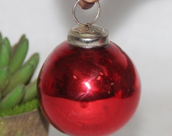 Vintage Look Red Color 2.5'' Glass Kugel Christmas Ornaments Round Glass, Cute Christmas Bulb, Home and X mas Tree Decor, Unique Tree Deco