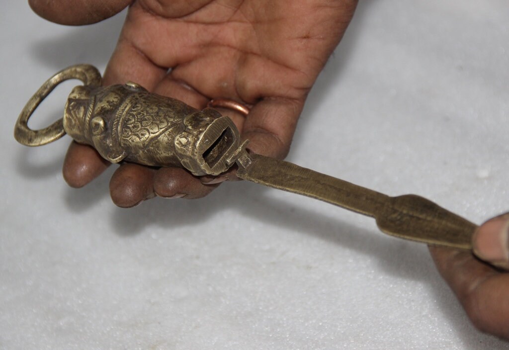 Handmade Lock Tricky Door Lock, Vintage Home Decor, Pig Brass Locks & Key, Handmade ...