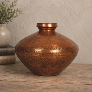Antique Copper Round Water Storage Matka Pot Original Old Hand Crafted
