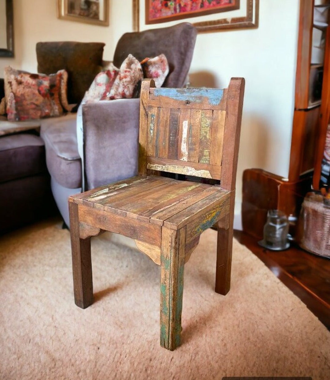Reclaimed Wood Chair/handmade Wood Furniture/home Decor Sitting Chairs