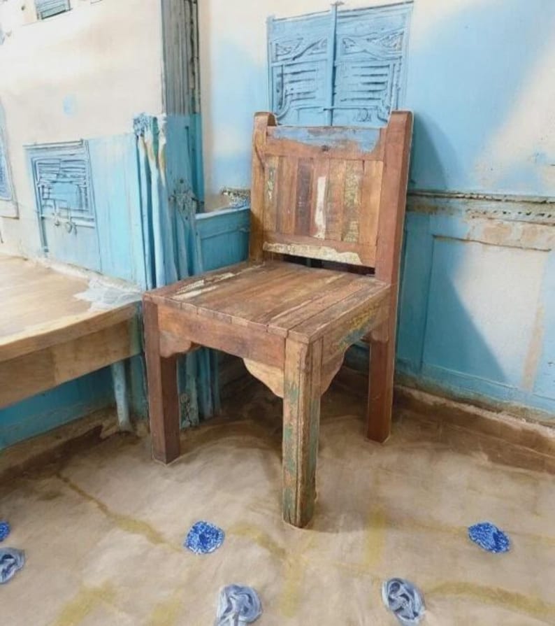 Silla infantil de madera reciclada: decoración vintage shabby chic imagen 1