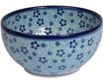 Handcrafted Ceramic Salad Bowl 1500ml Daisy collection Boleslawiec Style Pattern Traditional Polish Pottery d.19cm