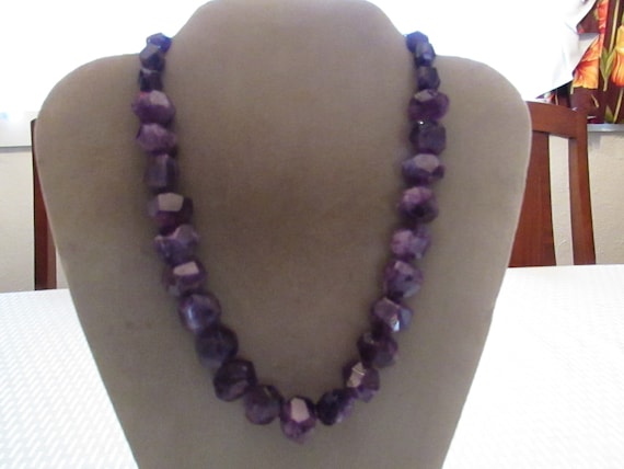 Chunky Bold Amethyst Necklace and Earrings Set De… - image 1