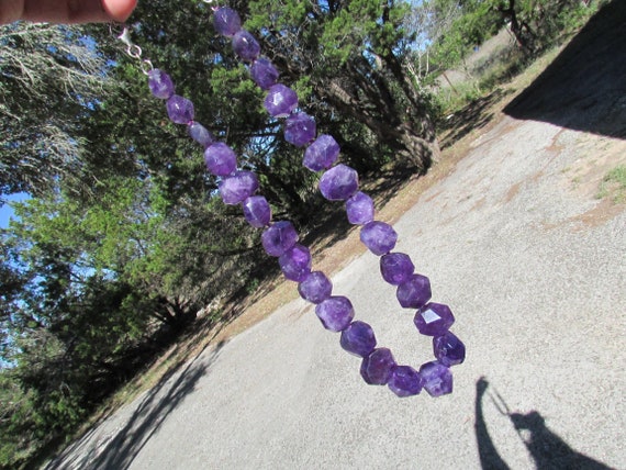 Chunky Bold Amethyst Necklace and Earrings Set De… - image 9