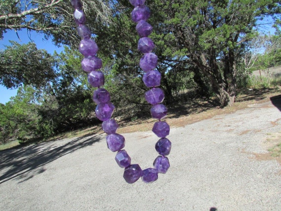 Chunky Bold Amethyst Necklace and Earrings Set De… - image 7