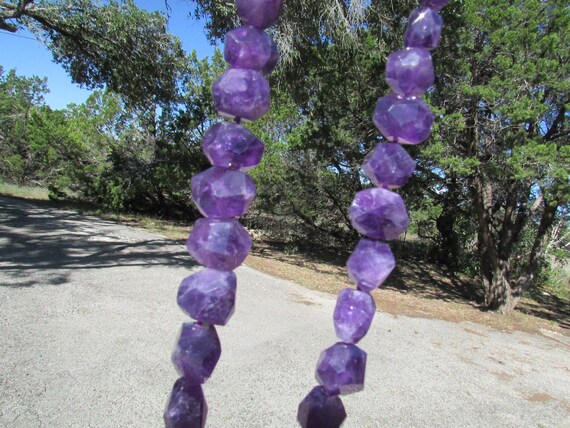 Chunky Bold Amethyst Necklace and Earrings Set De… - image 10