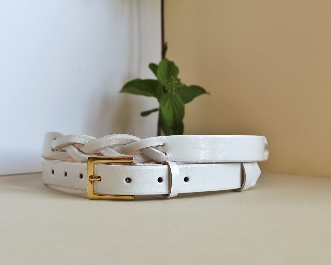 Thin Leather Belt White Leather Belt for Women Skinny White Etsy