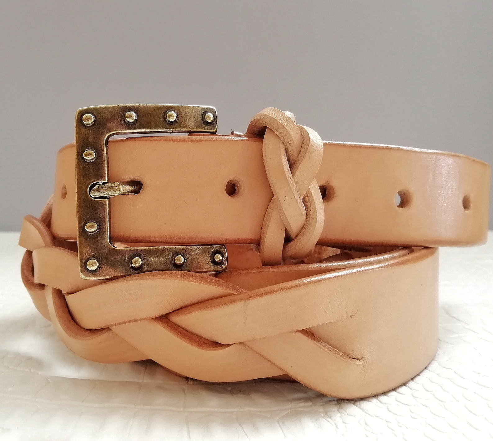 Dark brown plus size belt with square antique golden buckle Etsy