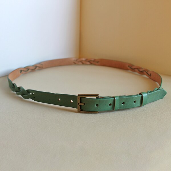 Shiny Braided Belt - Woodbine Green main image 0
