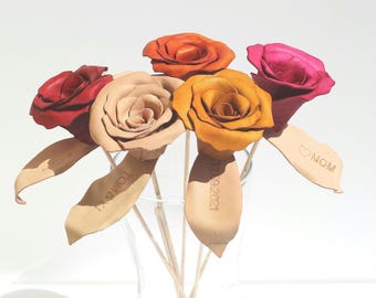 Leather Rose with Date, Mothers Birthday, 3rd Anniversary Gift for Her, Wedding Keepsakes for the Couple, Leather Anniversary Gift for Wife,