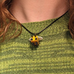 Handmade Minecraft Bee Necklace - 3D Printed and Hand painted Minecraft Bee Jewelry