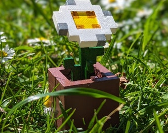 Handmade Minecraft Flower Shelf Ornaments - 3D Printed and Hand Painted Minecraft Gifts