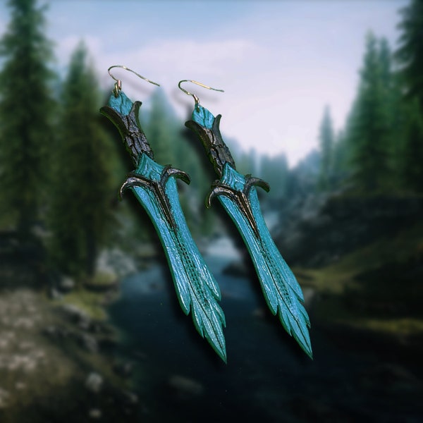 Boucles d'oreilles poignard en verre Skyrim faites main - Boucles d'oreilles poignard en verre Skyrim Skyrim imprimées et peintes à la main en 3D