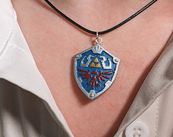 Handmade Hylian Shield Necklace - Legend of Zelda Tears of The Kingdom/Breath of The Wild