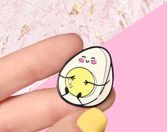 Spilla Kawaii a forma di uovo in smalto morbido – Spilla carina a forma di cibo | Regalo Kawaii divertente per lei | Spilla estetica giapponese