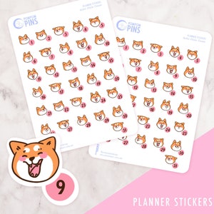Stickers Shiba Inu Red - One Sheet of Planner Stickers - Kawaii Shiba