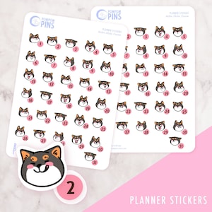 Stickers Shiba Inu Black - One Sheet of Planner Stickers - Kawaii Shiba