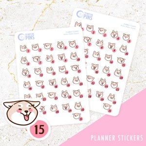 Stickers Shiba Inu Cream - One Sheet of Planner Stickers - Kawaii Shiba
