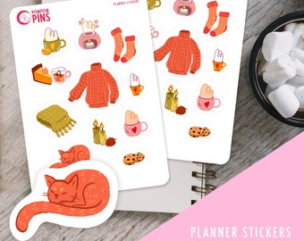 Foglio di adesivi per agenda di lettura accogliente - Adesivi Kawaii per amanti dei libri | Regalo ideale per bullet journal e lettori appassionati