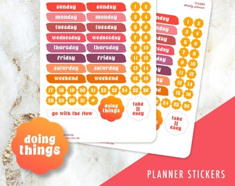 Foglio di adesivi Kawaii per agenda settimanale - Adesivi colorati per bullet journal | Decorazioni per diario e agenda