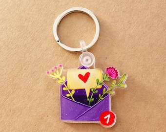 Love message - Keychain - Love letter charm - Acrylic one-sided keychain