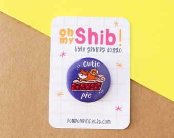 Spilla in metallo Shiba Inu Cutie Pie - Spilla a forma di cane Kawaii | Regalo per cani giapponesi | Spilla carina