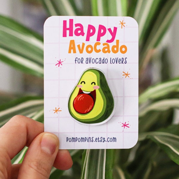 Avocado Pin - Kawaii Avocado Acrylic Pin - Vegetable Pin