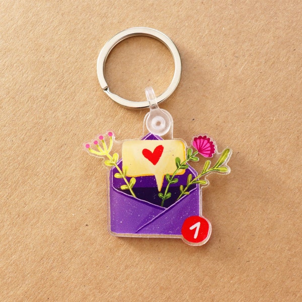 Love message - Keychain - Love letter breloque - Acrylic one-sided keychain