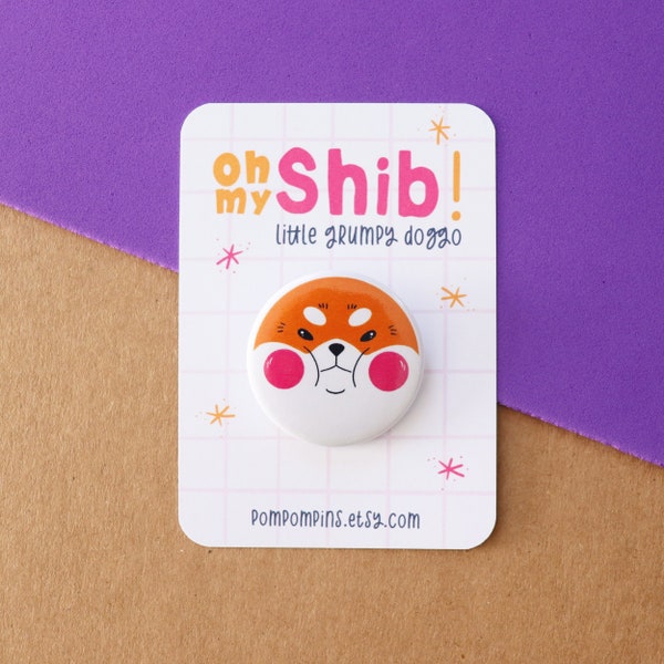 Shiba Head Badge - Grumpy Doggo Metal Broche - Shiba Kawai Boi Pin