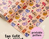 Kawaii Cat Seamless Pattern Digital Download - Fabric, Sublimation, Wallpaper & Scrapbooking Design