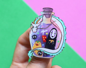 Spilla acrilica Spirited Away – Spilla Kawaii Studio Ghibli | Spilla anime Senza Volto | Regalo per i fan