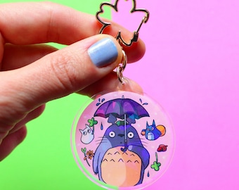 Brelok akrylowy Totoro – holograficzny charms Studio Ghibli | Kawaii Anime – dodatek do torby | Prezent dla fana anime