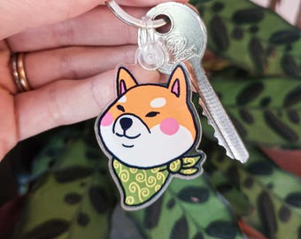 Brelok akrylowy z głową Shiba Inu – Kawaii, japoński piesek | Uroczy brelok | Prezent dla miłośnika psów